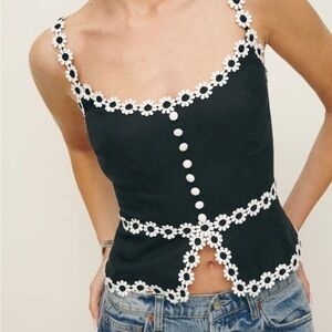 Reformation Minna Floral Linen Top